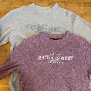 The Southern Shirt Company Heather Plum and Light Gray Crewneck Sweaters